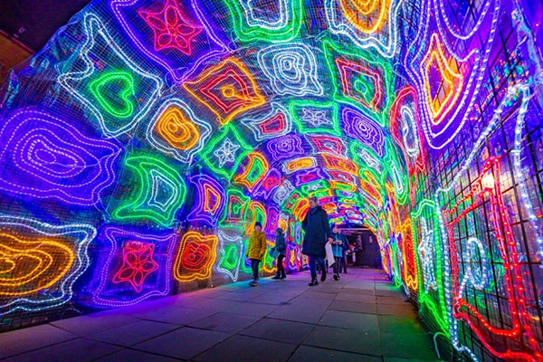 Image of glowing tunnel of lights