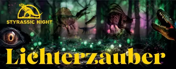 Headerbild vom leuchtenden Saurierwald im Styrassic Park