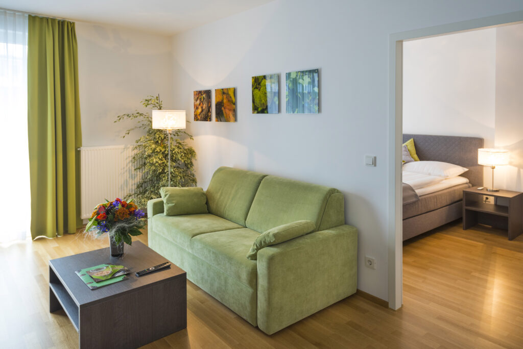 Bild vom Wohnzimmer des Appartement-Hotels Ferien am Kurpark in Bad Gleichenberg