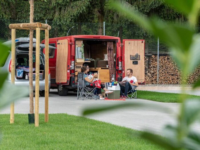 Image of camping station in gras